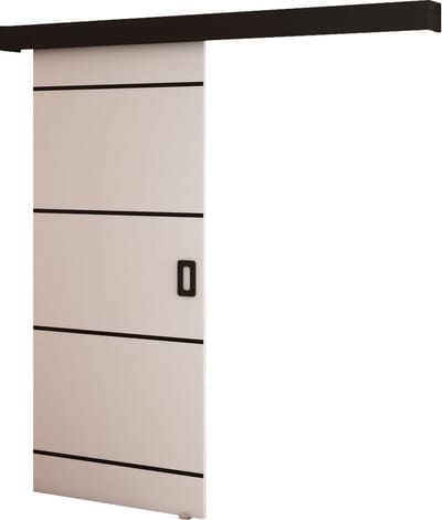 InspireMe - Schuifdeursysteem met rail - 90x204cm - MAY IV - Wit Mat + Zwart frame + Zwart Handvat met Soft-Close system