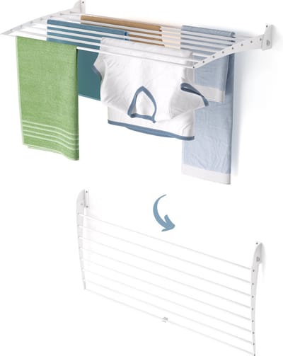 Foxydry Fold 100 DOWN - white - wasdroogrek wandmontage clicksysteem - neerwaartse sluiting - 100 x 50 x 10 cm