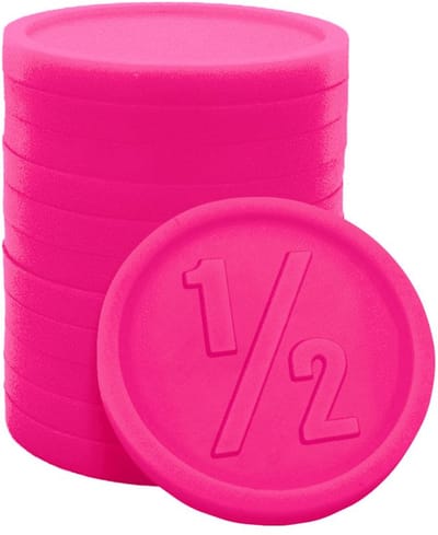 CombiCraft Plastic Consumptiemunten met opdruk 1/2 neon roze - Ø25mm - 250 stuks