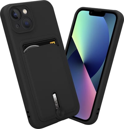Coverzs telefoonhoesje geschikt voor Apple iPhone 13 Pro Max hoesje - telefoonhoesje met pasjeshouder met schuifknop - strak design - optimale bescherming - zwart
