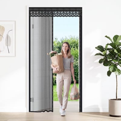 Uitschuifbaar Magnetisch Vliegengordijn 90x210 cm, Zelfsluitend Deurgordijn voor Effectieve Insectenbescherming, Ideaal voor Balkon, Terras en Schuifdeuren