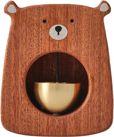 Houten Deurbel - Houten Bel Standbeeld - Interactief Spelen - Milieuvriendelijke Constructie - 7.5 x 3.5 x 9 cm