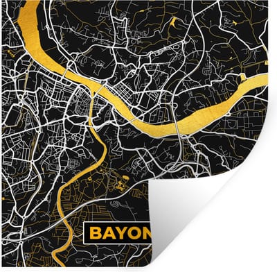 Muurstickers - Sticker Folie - Plattegrond - Bayonne - Stadskaart - Frankrijk - Kaart - 100x100 cm - Plakfolie - Muurstickers Kinderkamer - Zelfklevend Behang XXL - Zelfklevend behangpapier - Stickerfolie
