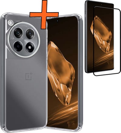 Hoes - Met Screenprotector - Geschikt voor OnePlus 12R - Sterk & Shockproof - Back Cover - Siliconen Case - Telefoon Hoes - Transparant