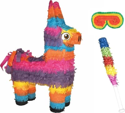 Funny Fashion - Pinata Mexicaanse Ezel 56 cm set met masker en stok