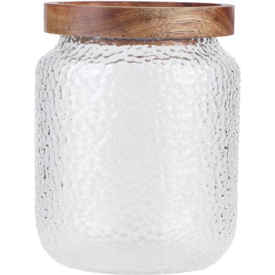 Ensemble de bocaux en verre Large récipient de stockage avec couvercle en bois hermétique pour grains de café, collations, noix 500 ml