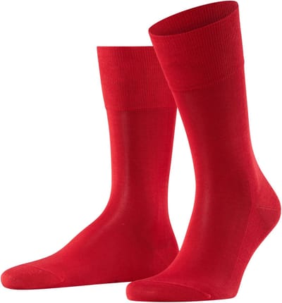 FALKE Tiago eenkleurig fil d'Ecosse katoen sokken heren rood - maat 39-40