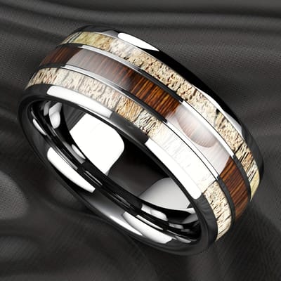 Mode 8mm Roestvrij staal Hawaïaanse Koa Hout Ringen Voor Mannen MET Blauwe Vuur Opaal Ringen Mannen Bruiloftsring Sieraden Drop Shipping 9 white