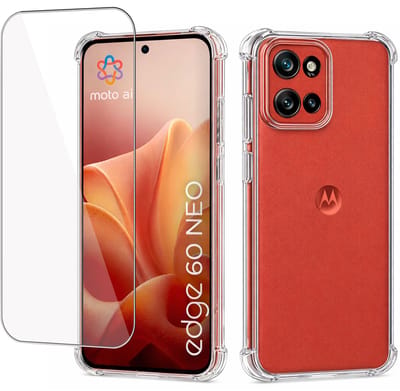 ChiGuard Hoesje & Screenprotector geschikt voor Motorola Edge 60 Neo Hoesje Screenprotector - Gehard Glas Cover + Shock Proof Case - Transparant