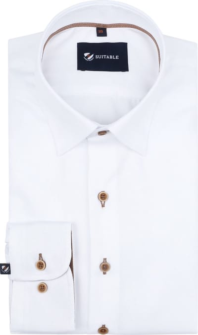 Suitable Overhemd Twill Wit - Maat 39 - Heren - Casual Shirt