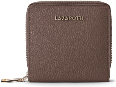 Lazarotti Leren portemonnee Bologna Leather Zip Wallet With 6 Card Slots Taupe bruine