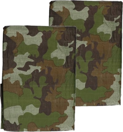 Benson Afdekzeil - 2x stuks - leger camouflage - kunststof - 3x4 m - dekkleed