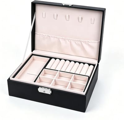 Sieradendoos met slot - Juwelendoos organiser - Sieraden opbergen - Dubbellaags ontwerp - Verwijderbare lade - Blanco