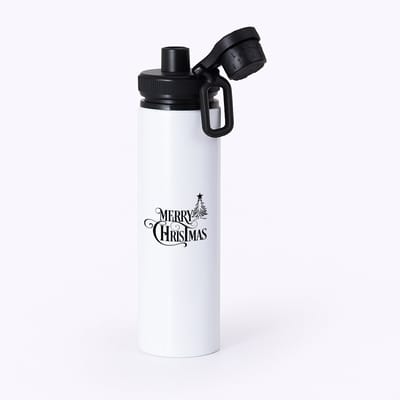 Hacebo® - Kerst merry christmas waterfles met draaidop zwart - Kerstmis - Kerst beker - winter - kerst - christmas - kerst cadeau - water fles - 850ML