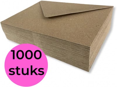 Cards & Crafts C6 Enveloppen Kraft Bruin - 1000 Stuks - 110 g/m² - 114 x 162 mm - 100% Gerecycled