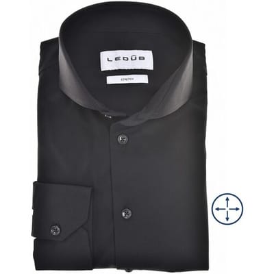 Ledûb Overhemd Slim Active Stretch Solid Color Zwart / male