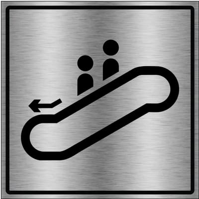 Roltrap omlaag bord - gecoat brushed aluminium | 20 x 20 cm