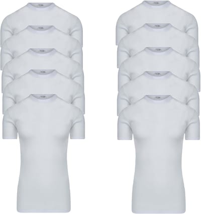 10-pack extra lange heren T-shirts van Beerenondergoed met ronde hals M3000 Wit M