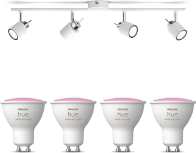 Philips Hue Meranti Opbouwspot (Wit) - Wit en Gekleurd Licht - Plafondspot met 4 Lichtpunten - GU10 - Hue White and Color Ambiance