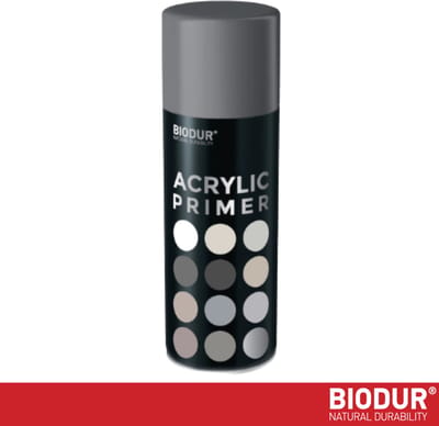 BIODUR Universele Acryl Grondverf Spuitbus - Grijs - 400 ml - Antiroest - Hoogvullend - Sneldrogend - Binnen & Buiten