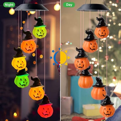 Dailyiled - pompoen solar verlichting - led - multicolor - sfeerverlichting - windgong - halloween