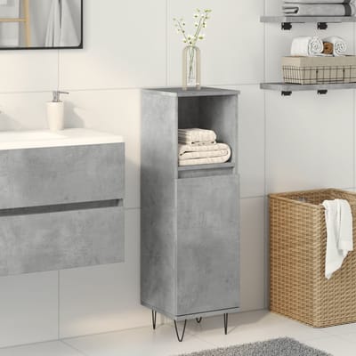vidaXL - Badkamerkast - 30x30x100 - cm - bewerkt - hout - betongrijs