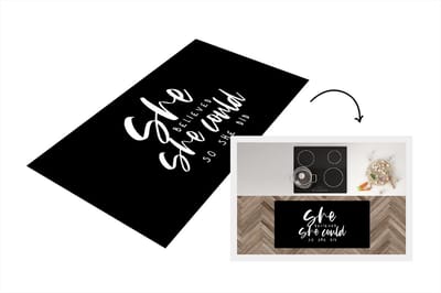 Keukenloper - Loper keuken - Quotes - She believed she could so she did - Spreuken - 120x60 cm - Keukenloper vinyl