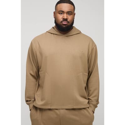 Plus Tonal Embroidered Welt Pocket Hoodie | Tan | Size 2XL