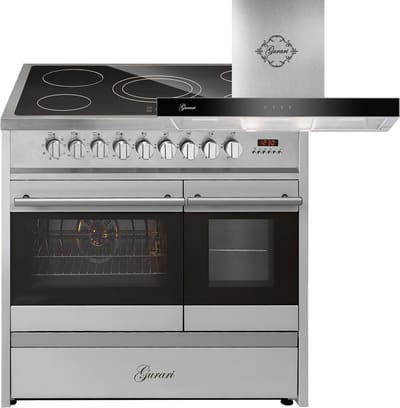 GURARI - Elektrisch fornuis - GCH E 912 DF X - Keramische kookplaat - 90 cm - GCH 462 IS 9 Prime - Afzuigkap - set - fornuis kookplaat afzuigkap