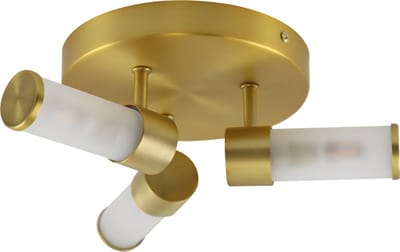 Olucia - CALLUM - Badkamer Plafondlamp - Goud / Wit - Geschikt voor Badkamer - Vorm: Rechthoek