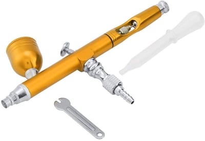 Allecto - Airbrush Pistool - Dubbele Actie - Kunstspuitpistool - Geel - Tattoos - Nagelkunst - Voor Creatieve Hobby's