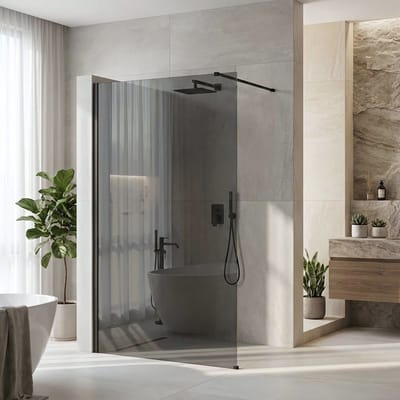 Rea Flexi Grey 120 - Gehard Glas 8 Mm (Grijs) - Douchewand - Zwart120X120X195Cm
