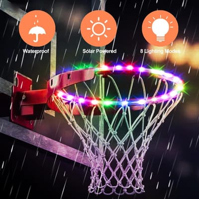 Lumières de panier de basket LED Télécommande Jante de basket-ball Lumière LED 4 Modes 16 Couleurs Étanche pour