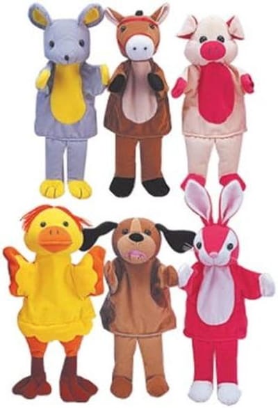 Handpoppen Dieren - Poppenkast Vinger - Verhalen Vertellen - Zachte Stof - 49 cm - Multicolor