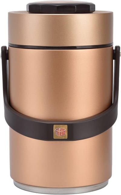Geïsoleerde Bento Box - Lunchcontainer Thermos - Maaltijden Warm Houden - 3 Lagen Roestvrij Staal - 2.3 Liter - Goud