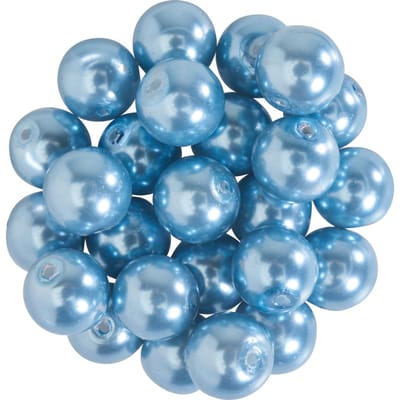 Glazen waskralen, Ø 8mm, 25st., goudgeel (lichtoranje) - Lichtblauw