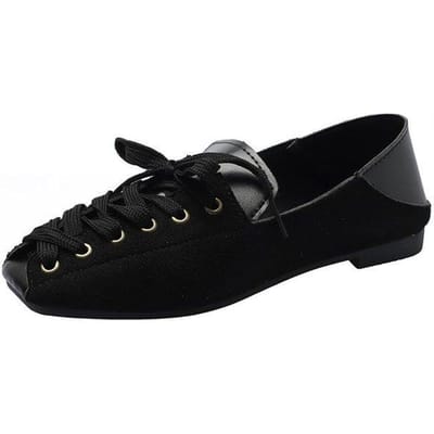 Femmes Tout-Match Rétro Chaussures Femme Ballerines Style Britannique Décontracté Baskets Féminines Mode Printemps Femmes Oxfords à Bouche Basse 35 noir