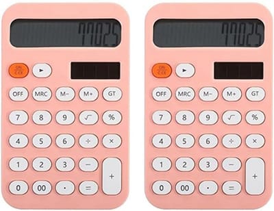 Rekenmachine Set - Basis Rekenmachine - Kantoor School - Dubbel Pakket - 17x9x4 cm - Roze