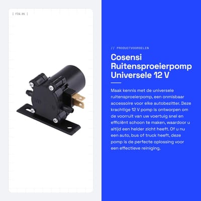 Dailygoods- Ruitensproeierpomp 12 V - Universeel voor Auto/Bus/Truck - Duurzaam Kunststof - 2-pins Connector - Effectieve Voorruitreiniging - Waspomp