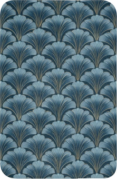 WC mat 40x60 cm - Antislip - Patroon - Ginkgoblad - Blauw - Toiletmat - Vloermat - Douchemat - Toilet tapijt - Toiletmatten