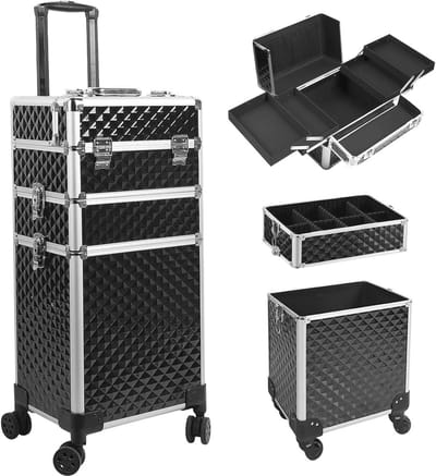 3-in-1 Professionele Make-up Koffer - Draagbare Cosmetica Trolley voor Salon en Mobiele Stylisten