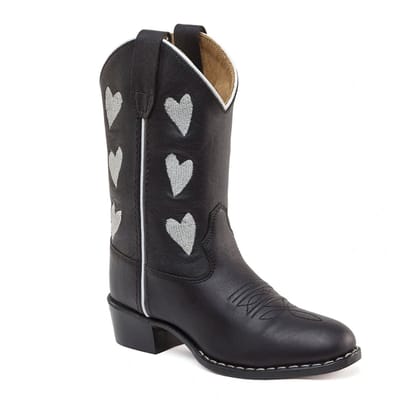 Bootstock Hearts Black Cowboylaarzen - Kinderen - Zwart - Leer
