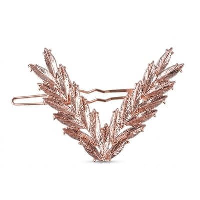 Multicolor haarspeld voor dames – metaal haar clip met kristal look blad design – V-vormige decoratieve haarspeld voor feestelijke kapsels