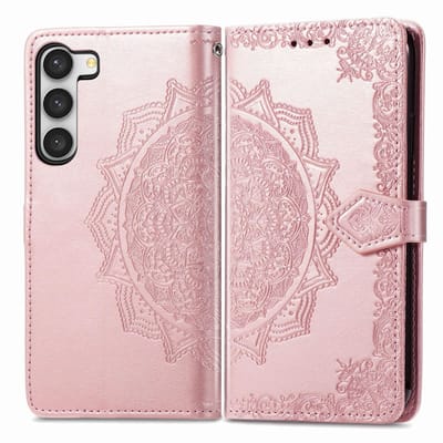YPCd Bookcase geschikt voor Samsung Galaxy S23 Plus - Bloemen Design - Portemonnee / Wallet Hoesje - Roze