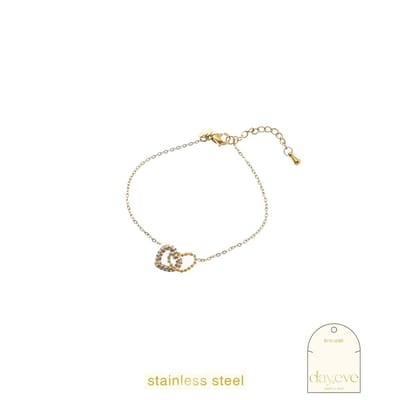 Go Dutch Label Armband (Sieraad) Double Sparkly Heart Bracelet Goud