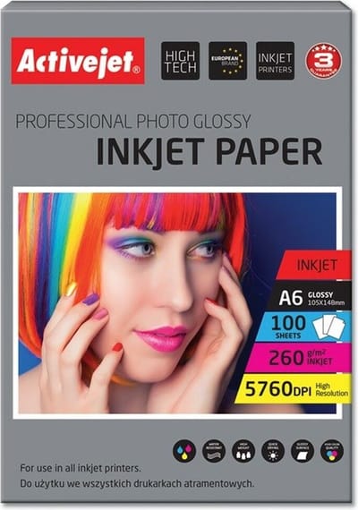 Glanzend Fotopapier Activejet AP6-260GR100 A6 100 Lakens