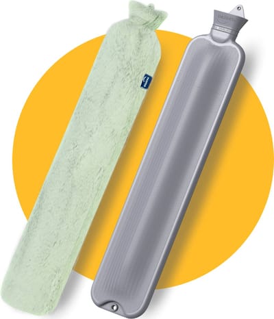 Pasper extra lange kruik 75 cm met hoes - 3.5 liter warmwaterkruik - naadloos ontwerp - groen - 8 uur warmte - kruikzak