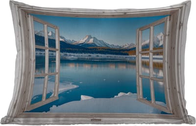 Buitenkussens - Tuin - Landschap - Winter - Meer - Bergen - Uitzicht - Doorkijk - Licht - 50x30 cm