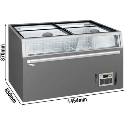 GGM Gastro Supermarkt-Tiefkühlinsel - 1450mm - 402 Liter - mit 2 Schiebetüren - Grau