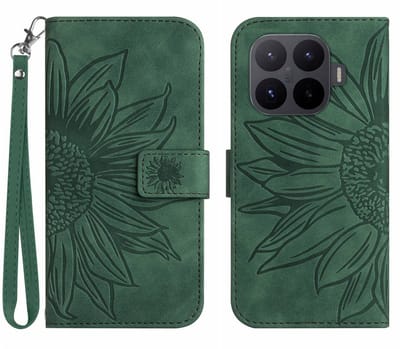 Coverup Hoesje - Geschikt voor Xiaomi 17T Hoesje - Coverup Zonnebloem Book Case met Koord - Groen